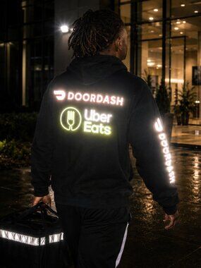Reflective DoorDash / UberEats Sweatshirt Hoodie - Delivery Driver Dash Uber